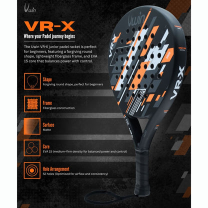 Uwin VR-X Junior Padel Racket Orange/White/Grey