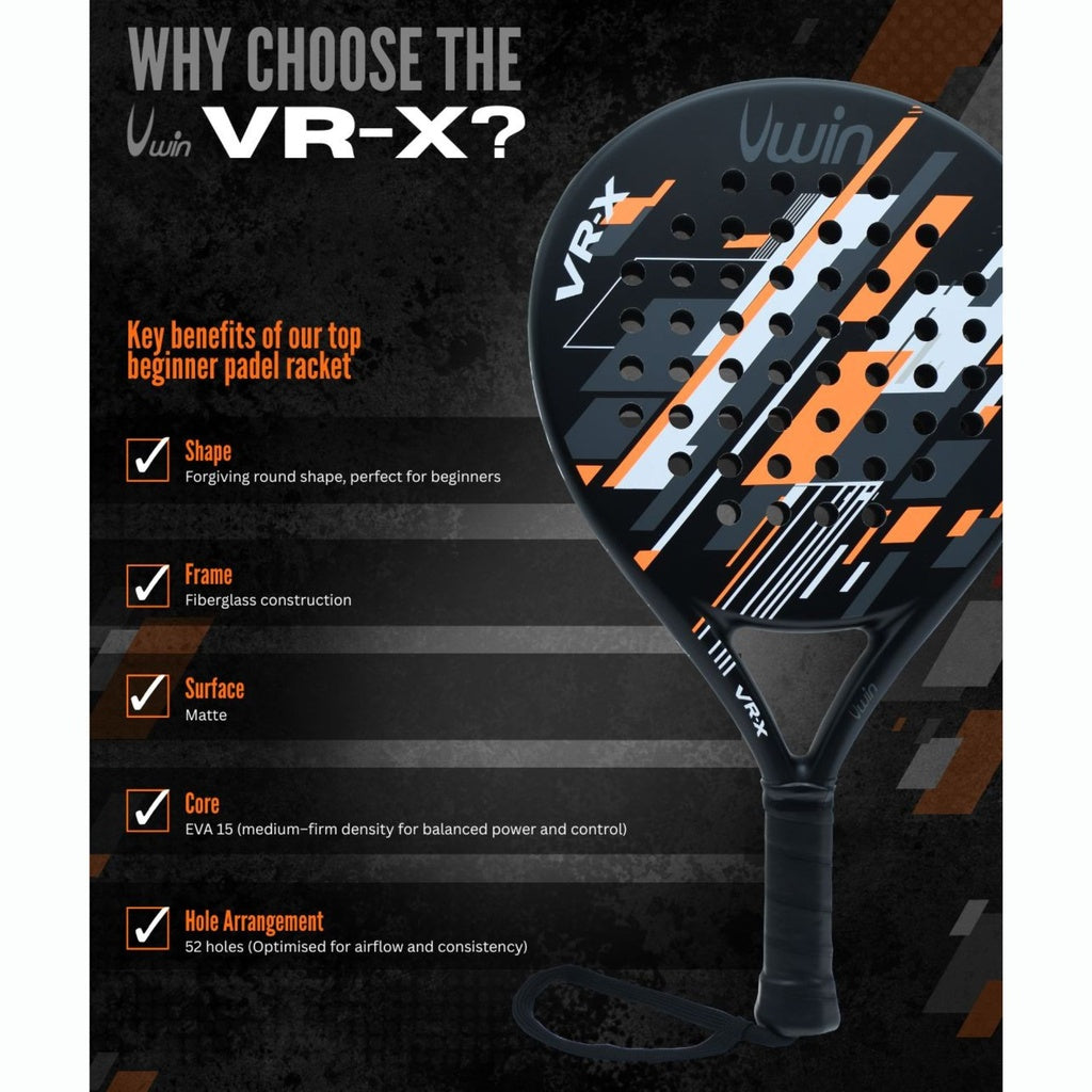 Uwin VR-X Junior Padel Racket Orange/White/Grey