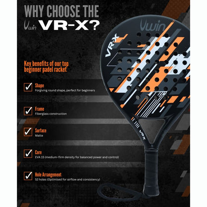 Uwin VR-X Junior Padel Racket Orange/White/Grey