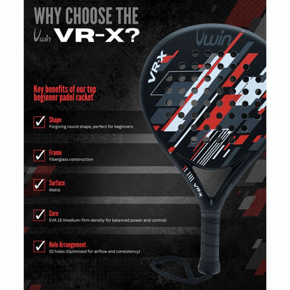 Uwin VR-X Padel Racket Red/White/Grey