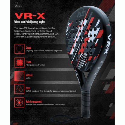 Uwin VR-X Padel Racket Red/White/Grey