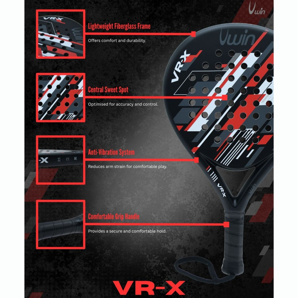 Uwin VR-X Padel Racket Red/White/Grey